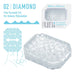 Tenga Uni Diamond clear textured sleeve with fine pyramid cut pattern for versatile stimulation and packaging shown.