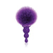 Purple silicone beaded butt plug with a soft, fluffy bunny tail attachment.
