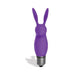 Purple silicone bunny-shaped bullet vibrator with a silver base and dual ears design.
