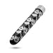 Black 7-inch vibrator with white floral and snake pattern and silver metallic base, sleek and slim design.