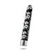 Black 7-inch slim vibrator with white floral pattern and silver base, rechargeable and waterproof design.