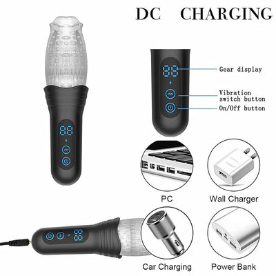 The Male Rose Pro Thrusting Rotating & Vibrating 3D Masturbator - Black - SexToy.com