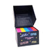 Open box of colorful couples' card game with categories like Cute Couple Stuff and It's Getting Hot in Here, showing gameplay instructions inside lid.