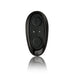 Black oval remote control with two buttons for The-vibe male strap and anal stimulator, sleek design with reflective surface.
