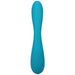 Blue rechargeable dual-ended silicone stimulator with smooth curved design and control buttons on the handle.