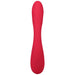 Red dual-ended silicone stimulator with smooth and ridged textures, designed for versatile arousal and USB rechargeable.