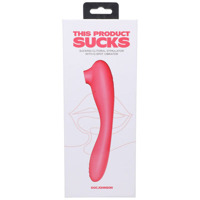 Packaging of a pink rechargeable dual-ended silicone clitoral stimulator and G-spot vibrator by Doc Johnson.