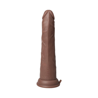 Realistic brown Thruster Rabbit vibrator with suction base and control buttons on a white background.