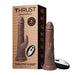 Realistic brown Thruster Rabbit G-Spot vibrator with wireless remote and packaging box on white background.