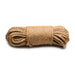 Coiled natural undyed jute rope, 50 feet long, with a textured, twisted design on a white background.