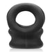 Black silicone tri-ring cocksling and ballstretcher with a flexible, ergonomic design for comfort and support.