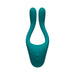 Teal flexible dual-arm multi-erogenous zone massager with two control buttons on the base.