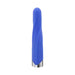 Blue silicone vibrating bullet with twisted ridge design and chrome-finished base, USB rechargeable and waterproof.