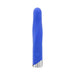 Blue silicone vibrating bullet with a rounded tip and chrome-finished base, featuring a single button control.