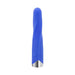 Blue silicone vibrating bullet with a rounded tip and chrome-finished base, featuring a single button control.