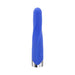 Blue silicone vibrating bullet with twisted ridge design and chrome-finished base, single button control.