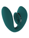 Teal silicone rechargeable vibrator with suction and textured stimulation head, designed for targeted external and internal pleasure.