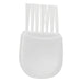 White cleaning brush attachment for personal shaver with soft bristles and curved plastic handle.