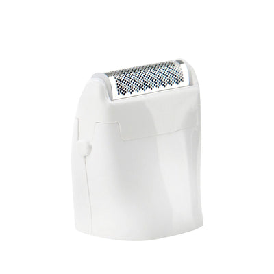 Compact white electric personal shaver head attachment with foil guard for smooth hair removal.