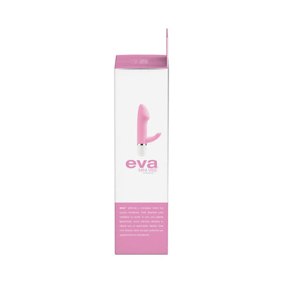 Packaging box of VeDO Eva Mini Vibe in blush pink with product image and branding on white background.