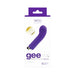 VeDO Gee Plus rechargeable purple bullet vibrator packaging showing curved design and 10 vibration modes.
