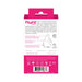 Back packaging of Vedo Huni Rechargeable Finger Vibe with product features and usage instructions in pink and white design.