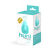 Vedo Huni rechargeable finger vibrator in turquoise with ergonomic design shown in retail packaging box.