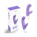 VeDO Joy Mini Vibe in orchid purple with curved G-spot stimulator and flexible clitoral tickler, shown with packaging.