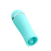 Compact turquoise silicone personal massager with a rounded tip and silver accent ring on a white background.