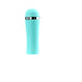 Compact turquoise rechargeable personal massager with smooth silicone finish and chrome accent ring
