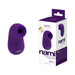 Purple Vedo Nami rechargeable sonic vibe next to its white and purple retail packaging box.