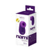 Packaging box of Vedo Nami rechargeable sonic wave vibrator in purple and white with product image and branding.