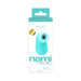 Packaging box of Vedo Nami rechargeable sonic wave vibrator in turquoise and white with product image and branding.