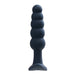 Black silicone vibrating anal plug with graduated rounded beads and flared base, designed for comfortable insertion and easy control.