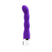 VeDO Quiver Mini Vibe in indigo with curved, textured silicone shaft and white base with control buttons.