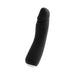 Black rechargeable silicone vibrator with curved shaft and control buttons on the base, designed for versatile pleasure.