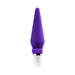 Compact indigo silicone anal vibrator with tapered tip and white base, designed for easy control and comfortable use.