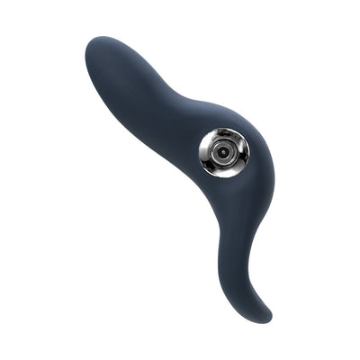 Black pearl rechargeable vibrating C-ring with ergonomic curved design and smooth silicone finish.