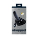 Packaging of Vedo Strapped rechargeable black vibrating strap-on with remote control shown on front.