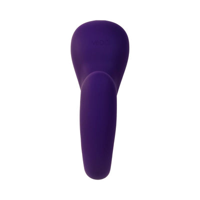 Deep purple Vedo Suki Plus dual sonic vibrator with flexible shaft and smooth silicone finish.