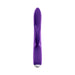 Purple rechargeable dual-motor vibrator with flexible shaft and clitoral bunny ears, featuring control buttons on the handle.