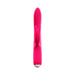 Bright pink rechargeable dual-motor vibrator with flexible shaft and bunny-shaped clitoral stimulator.