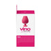 Packaging box of Vedo Vino Rechargeable Vibrating Sonic Vibe in pink and white with product image and description.