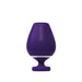 Purple rechargeable vibrating sonic vibe shaped like a wine glass with control buttons on the front.