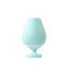 Light blue rechargeable vibrating sonic vibe shaped like a wine glass with a smooth silicone finish.
