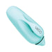 Compact rechargeable finger vibrator in smooth pastel blue silicone with ergonomic design and VeDO branding.
