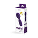 Packaging of the Vedo Wini rechargeable mini wand in purple with 10 vibration modes and 6 intensity levels shown.