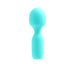 Compact turquoise rechargeable mini wand with smooth silicone finish and ergonomic handle design.