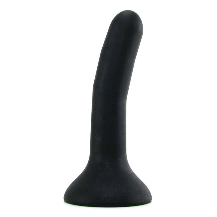 Black silicone curved dildo with wide base designed for G-spot stimulation by Wet for Her.
