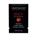 Wicked Aqua Strawberry flavored water-based intimate lubricant sachet with strawberry graphic on black background